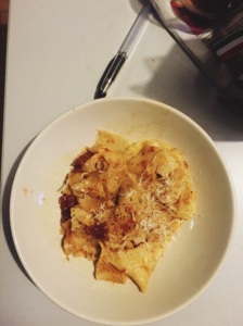 Homemade pappardelle with lamb ragu